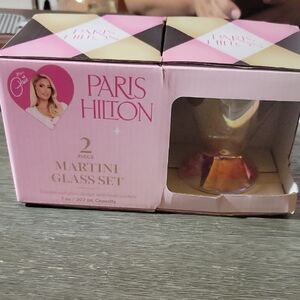 Paris Hilton Pink and Gold Martini Glass Set